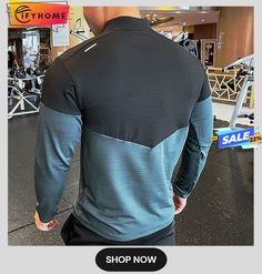 Men's Workout Shirt Running Shirt Half Zip Long Sleeve Top Athletic Athleisure Winter Breathable Soft Sweat Wicking Running Jogging Training Sportswear Activewear Color Block Blue Black Green Gray Casual Stretch Dri-fit Tops, Winter Sporty Moisture-wicking Top, Sporty Moisture-wicking Winter Tops, Sporty Moisture-wicking Tops For Winter, Black Winter Gym Tops, Black Sportswear Top For Outdoor Activities, Winter Sports Tops With Long Sleeves, Sporty Winter Sports Tops, Winter Sporty Tops For Sports