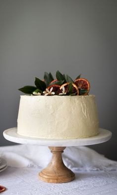 a white cake sitting on top of a table