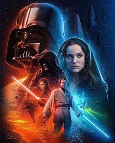 star wars the force awake poster with characters from different movies and their names on it