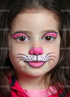 Bunny Face Paint, Paint Face, Watercolor Face, Painting Cat