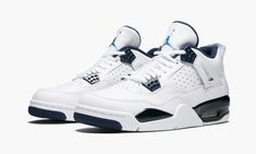 Jordan 4 White, Nike Air Jordan 4, Dr Shoes, Blue Jordans, Jordan Shoes Retro, Retro 4, Shoes Stand, Cute Nike Shoes, Air Jordan Retro