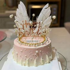 #foodie, #cakes, #cakeinspiration, #design Butterfly Birthday Cakes, Cake For Husband, Pearl Cake, Birthday Cake Decorating Ideas, Unique Birthday Cakes, Elegant Birthday Cakes, Crown Cake