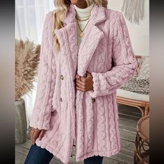 Cozy Faux Fur Long Sleeve Teddy Coat - Soft, Micro Elastic, And Plush Winter Outerwear With Button Closure Boutique Brand Apparel Boutique Sizing Tags Are In Letters. Standard Sizing Chart: S (4), M (6), L (8/10), Xl (12), Xxl (14) !!*Please Note*!! This Is A Pre-Order Item And Requires A Longer Than Usual Shipping Time. Please Allow 7-14 Business Days Before Shipping. Please Consider This Time Frame Before Placing Your Order. Thank You For Your Patience And Understanding, As This Helps Us Manag Double Breasted Overcoat, Mode Rose, Jacket Sherpa, Teddy Bear Coat, Elegant Blazers, Cozy Coats, Winter Outerwear, Teddy Coat, Sherpa Jacket