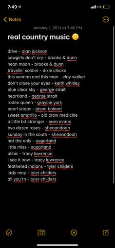 an iphone screen with the text real country music on it