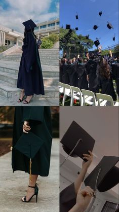 collage of graduation photos with graduates in caps and gowns