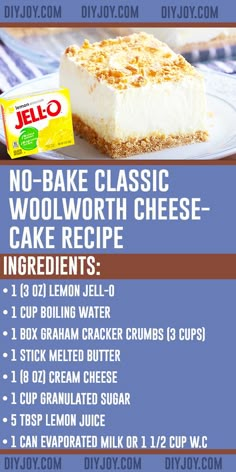 a recipe for no bake cheesecake on a plate