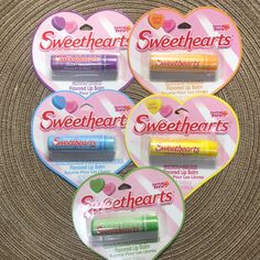 Lotta Luv Sweethearts Lip Balm 1 Grape 1 Orange 1 Blue Raspberry 1 Lemon 1 Green Apple Pm44 Baby Lips Maybelline, Eye Makeup Images, Makeup Images, Youth Club