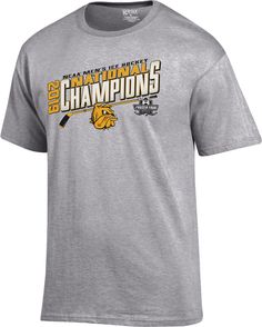 Gear For Sports Men's Minnesota-Duluth Bulldogs 2019 Men's Hockey National Champions T-Shirt, Size: Large, Gray Nike Inspiration, Locker Room, Sport Man, Ice Hockey, Heather Gray, Slot Gacor, Men Short Sleeve, Team Logo, Ncaa