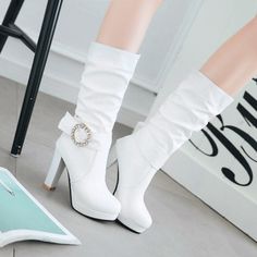 Gender: For Women Style: Fashion,KoreanOccasion: Casual,Party/Club,Office/Career,DressHeel Height: 6cmPlatform Height: 1cmSeason: Spring,Summer,Fall/Autumn,WinterPackage Contents: 1 x Shoes (Pair)Size Guide:28 = foot length 18.5-19cm (Foot width=6.5-7cm)29 = foot length 19-19.5cm (Foot width=7cm)30 = foot length 19.5-20cm (Foot width=7-7.5cm)31 = foot length 20-20.5cm (Foot width=7.5cm)32 = foot length 20.5-21cm (Foot width=7.5-8cm)33 = foot length 21-21.5cm (Foot width=8cm)34 = foot length 21.5 White High Heel Boots, Platform Heel Boots, Female Boots, Rhinestone Belt Buckle, Rhinestone Belts, A Clothing Store, Knight Boots, Boots Woman, Boots White