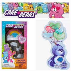 Care Bears Collectors Dream Set Includes: N.I.B. Care Bears Doodle Tumbler Cup 16oz Get A Care Bears Doodle Tumbler Cup For Magical Hydration. Everything You Need To Totally Personalize Your Travel Cup! Features 1 Surprise Bag Inside. Includes 1 Tumbler Cup With Straw, 1 Sheet Adhesive Gemstones, 1 Surprise Bag, 4 Marker Pens Size: 4in (W) X 9.25in (H) Ages: 6+ (Adult Supervision Required) N.W.T. Care Bears Grumpy Bear Eyeshadow & Highlighter Palette Put A Smile On Grumpy Bear's Face With A Cute Care Bears Makeup Collection, Care Bear Collection, Care Bears Stationery, Care Bears Adventure In Care A Lot, Bear Makeup, Care Bear Figurines, Mirror Keychain, Bears Nails, Handheld Mirror