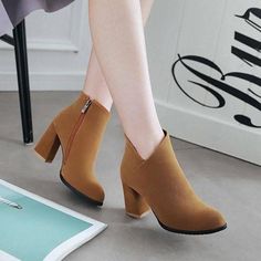 Trendy Heels, Casual Ankle Boots, Ankle Boots For Women, High Heel Boots Ankle