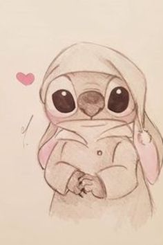 a drawing of a baby slotty holding a heart