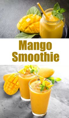 Mango Smoothie Mango Banana Smoothie, Mango Pineapple Smoothie, Frozen Mango, Smoothie Drink Recipes, Healthy Drinks Smoothies, Liquid Diet, The Smoothie Diet