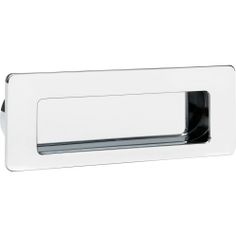 a white door handle with a black strip