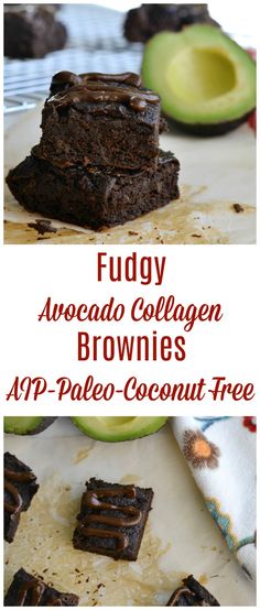 fudgy chocolate collagen brownies with avocado on the side