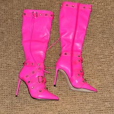 Never Worn Size 6.5 Steve Madden Hot Pink Boot Party Lace-up Boots With Buckle Closure, Imvu Outfits, Imvu Outfits Ideas Cute, Crystal Belt, Pink Boots, Outfits Ideas, Steve Madden Shoes, Shoes Heels Boots, Shoes Women Heels