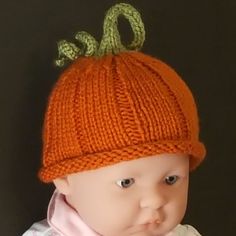 Handcrafted Hand Knit Stretchy Newborn Pumpkin Hat With Rolled Brim *** Due To The Fact That This Hat Is Hand Knit, I'm Afraid I Have No Wiggle Room On The Price *** Your Baby Will Be The Envy Of All In This Cute Pumpkin Hat. It Features A Stem, Curlicue, Ribbed Body And Rolled Brim. This Hat Is Very Stretchy And Will Fit Ages 0-6 Months. Terra Cotta Orange Size: Fits Newborn To 6 Months Height: 5.5 Inches Fiber: 100% Hypoallergenic Acrylic Yarn Care: Hand Wash With Mild Detergent, Air Dry. It M Newborn Pumpkin, Pumpkin Hat, I'm Afraid, Handcrafted Accessories, Newborn Photoshoot, Cute Pumpkin, Terra Cotta, Newborn Photos, Green And Orange