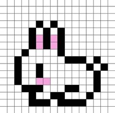 a cross stitch pattern that looks like a cat's face with pink eyes and nose