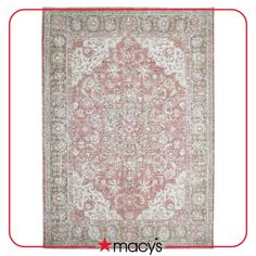 in stock Beautiful Bungalow, Pink Rectangle, Vintage Lavender, Rose Rug, Vintage Borders, Vintage Medallion, Polyester Yarn, Machine Washable Rugs, White Area Rug