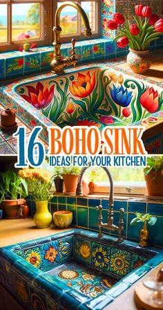 Discover the perfect blend of style and practicality with our 16 Boho Sink Ideas for Your Kitchen. Dive into a world where kitchen sink design ideas meet the whimsical charm of boho kitchen design. Explore eclectic boho kitchen ideas, each featuring a unique bohemian kitchen sink that serves as the centerpiece of your culinary space. Transform your kitchen with these innovative boho kitchen sink ideas and infuse every meal with a dash of creativity! Kitchen Sink Inspiration, Hippie Kitchen, Sink Inspiration, Boho Style Kitchen, Boho Kitchen Ideas, Kitchen Bohemian, Funky Kitchen, Whimsical Kitchen, Mexican Kitchen Decor