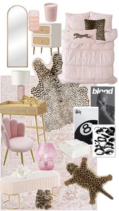 pink and gold bedroom decor with leopard print