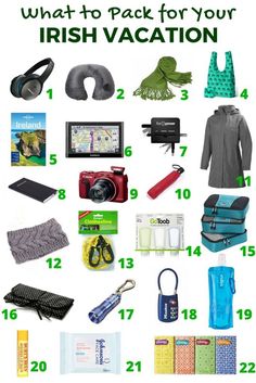 an image of what to pack for your irish vacation with text overlay that reads, what to pack for your irish vacation