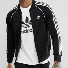 New With Tags Mens Large Black/White Adidas Trefoil Super Star Track Jacket Sst Tt $85 Retail Adidas Clothing, Adidas Originals Jacket, Outfit Adidas, Tennis Training, Classic Adidas, Adidas Track Jacket, Adidas Originals Superstar, Adidas Trefoil, Adidas Originals Mens