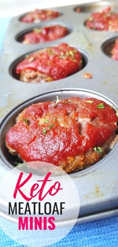 keto meatloaf muffins in a muffin tin