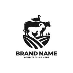 the farm logo is designed with animals and birds on it's head, as well as an inscription that reads brand name your tagline here