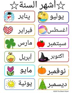 arabic writing worksheet with pictures and words for children to learn in the classroom