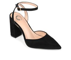 Women's Journee Collection Tyyra Pumps in Black Size 8 Wide Stylish Heels, Ankle Strap Block Heel, Black Pumps Heels, Block Heel Shoes, Pointed Heels, Buckle Shoes, Pointed Toe Heels, Journee Collection, Strap Tops