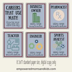 four different types of posters with the words teachers, engineers, and other things on them