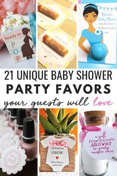 baby shower party favors with the words 21 unique baby shower party favors your guests will love