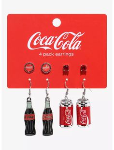 Coca-Cola Soda Can Earring Set Gem Drop Earrings, Hello Kitty House, Coca Cola Can, Disney Dragon, Cola Bottle, Emily The Strange, Location Icon, Bee And Puppycat, Guild Wars