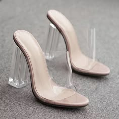 Glass Platform Heels, Clear Heels Outfit Classy, Pencil Heels Sandals, Transparent Shoes Heels, Transparent Heels Outfit, Elegant Sandals Heels, Glass High Heels, Clear Heels Outfit, Glass Sandals