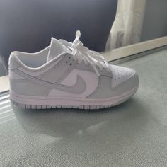 These Are Nearly New Nike Dunks In Photon Gray. They Were Worn Twice And My Child Hit A Growth Spurt. Size 7 Women, Which Can Also Fit Size 3.5 Kids. Grey Dunks, Shoes Nike Dunks, Growth Spurt, 5 Kids, Shoes Nike, New Nike, Nike Dunks, Gray White, Nike Shoes