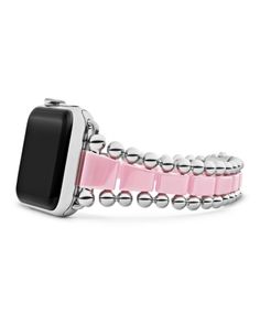 Lagos Smart Caviar Pink Ceramic Apple Watch Bracelet, 42-44mm - 100% Exclusive Lagos Apple Watch Band, Pink Apple Watch Band With Bracelet Strap, Pink Bracelet Strap Apple Watch Band, Adjustable Pink Apple Watch Band For Everyday Use, Lagos Caviar Bracelet, Apple Watch Bracelet, Ceramic Apple, Apple Watch Bracelets, Watch Bracelet