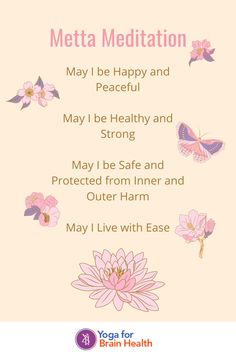 a poster with the words meta meditation may i be happy and peaceful, may i be healthy and strong