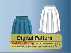 This pattern is not for sewing. It is for CLO3D & Adobe Illustrator. A Simple Box Pleated Skirt Pattern: these files are prepared for CLO3D and Adobe Illustrator Digital file ready for bringing into CLO3D or Adobe Illustrator software and you can alter to meet your need as a fashion designer.  File delivered as a zip folder that includes pdf, dxf, and csv. 💁You will receive: 1 pleated skirt pattern is in a dxf format 1 pleated skirt pattern is in a pdf format 1 pleated skirt spec is in csv form Pleated Skirt Pattern, Knife Pleated Skirt, Box Pleated Skirt, Knife Pleat, Box Pleat Skirt, Marvelous Designer, Design Student, Box Pleats, Pants Pattern