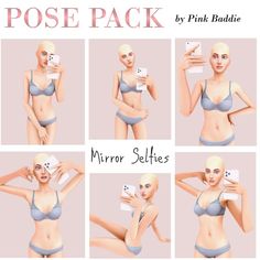 a woman with multiple pictures of her body and the text, pose pack by pink boutique