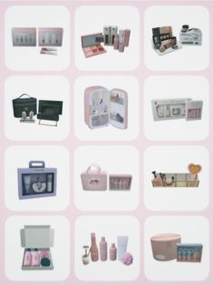 an assortment of various items displayed on a pink background