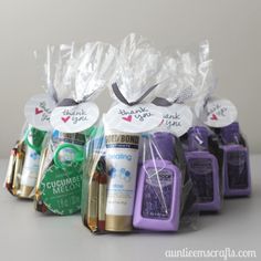 several different types of hand sanitizers wrapped in plastic