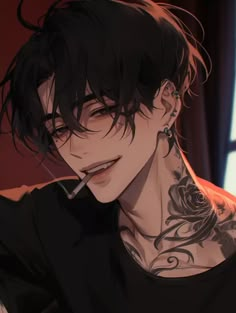 Manga Characters Male, Hot Anime Male Character Art, Hot Anime Male Character Fanart, Anime Hair Guy, Hot Anime Guy Drawing, Men Oc Art, Collared Shirt Drawing, Anime Men Pfp, Boy Oc Drawing