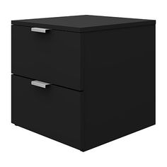 a black filing cabinet with two drawers