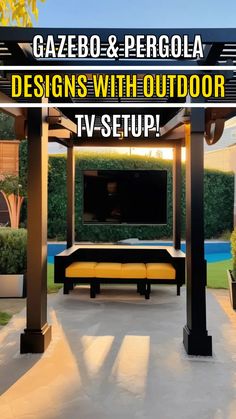 Backyard Bliss: Gazebo & Pergola Designs with Outdoor TV Setup! Patio Ideas Gazebo, Garden Gazebo Ideas, Outdoor Tv Setup