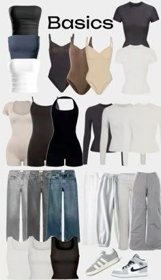 Minimal Basic Outfits, Basics Wardrobe Essentials Aesthetic, Building Wardrobe Basics, Fashion School Outfits Nyc, Outfit Basics You Need, Minimalist Outfits Aesthetic, New Wardrobe Aesthetic, Basic Outfits Minimalist Wardrobe, Basic Closet Essentials