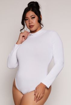 Long Sleeves, Mock Neck, Bodysuit, Bottom Snap Closure, Solid, Item Number 3912038349119 Mock Neck Bodysuit, Bodysuit White, Rainbow Shop, Mock Neck Long Sleeve, Long Sleeve Bodysuit, Item Number, Plus Size Tops, Mock Neck, Snap Closure