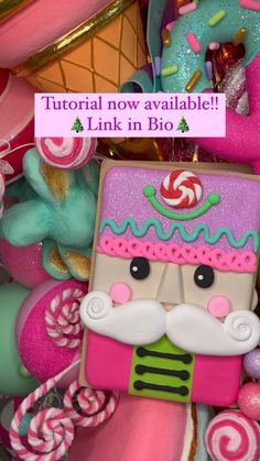 a close up of a cell phone with candy land in the background and text that reads,'tutor now available link in bio