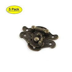 5 pack antique bronze tone metal cabinet door latches with ornate design and decorative knobs