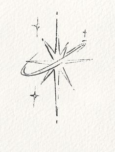 a drawing of a star in the middle of a white paper with black ink on it